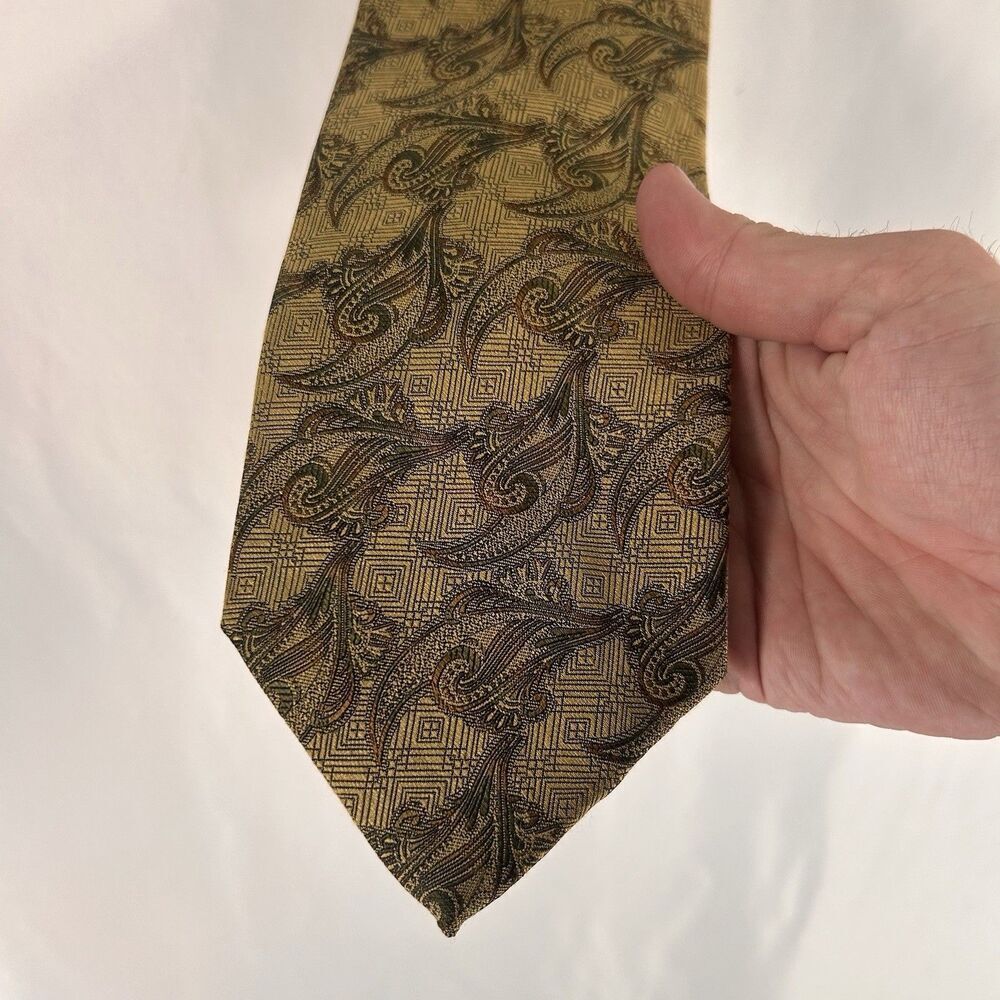 Robert Talbott Tie Men's 58" Yellow Paisley 100% Silk 4" Wide Nordstrom